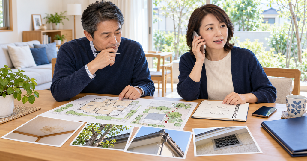 世田谷区の住宅でハクビシン被害について行政窓口へ相談する夫婦