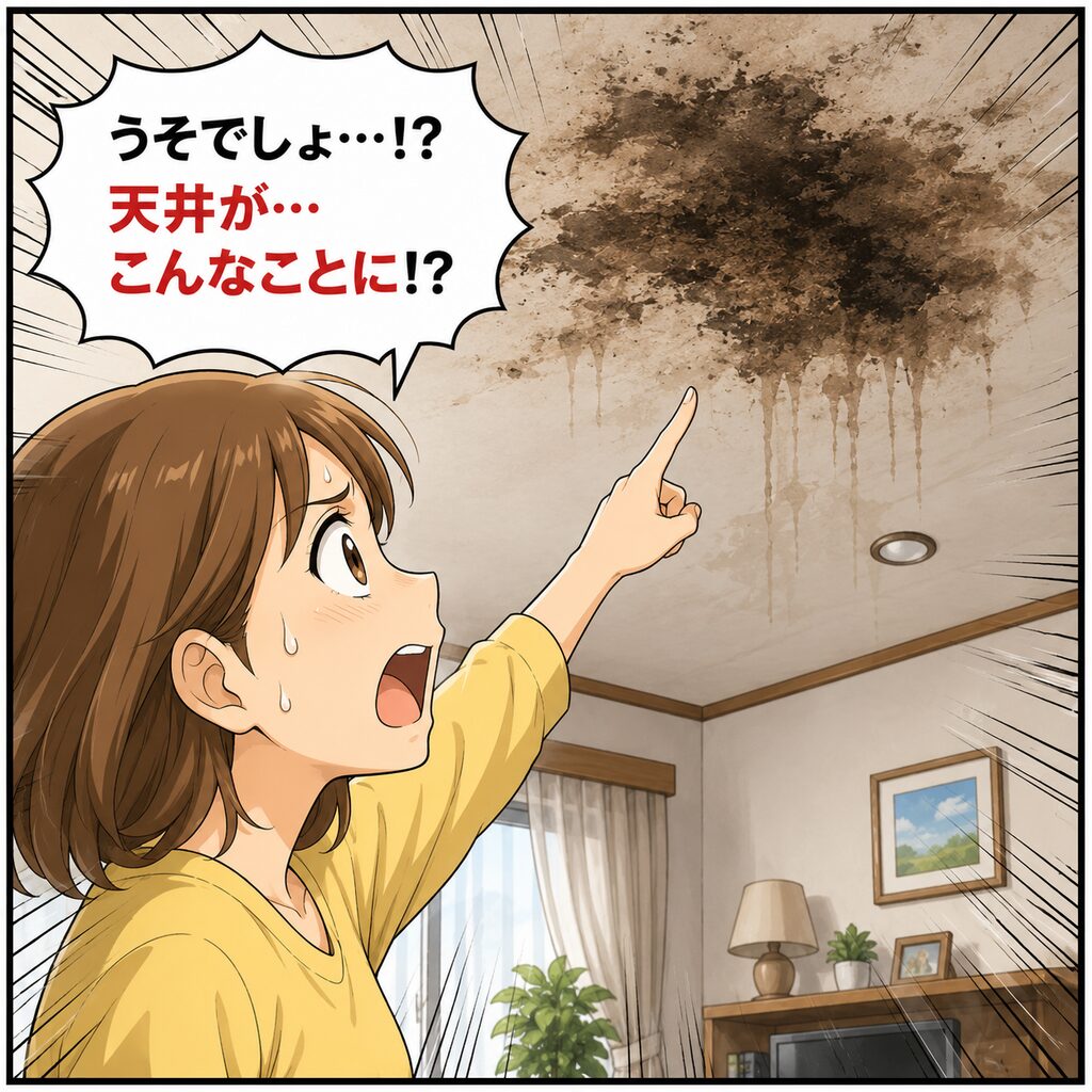 糞尿のシミに気づく