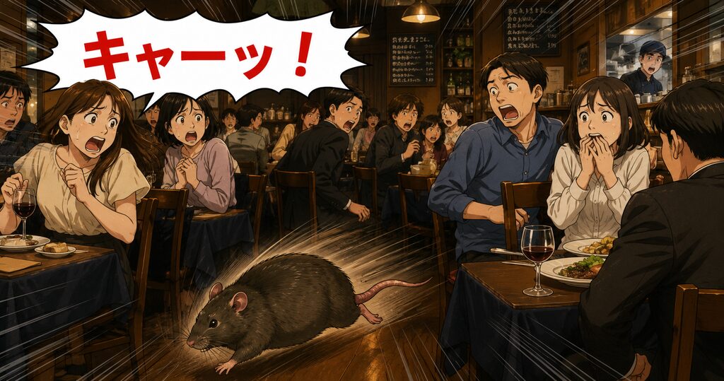 週末のディナー帯、満席の店内に「キャーッ!」と悲鳴が響き渡る。客の足元を丸々と太ったドブネズミが疾走!