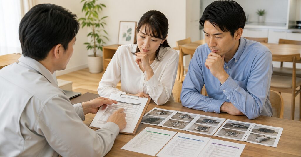 害獣駆除業者の料金や侵入口対策と保証内容を確認する夫婦